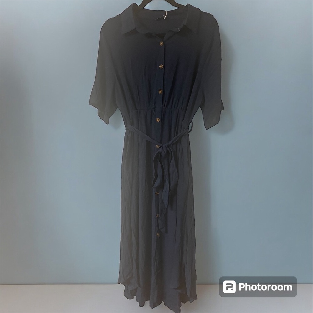 BloomChic navy blue belted dress